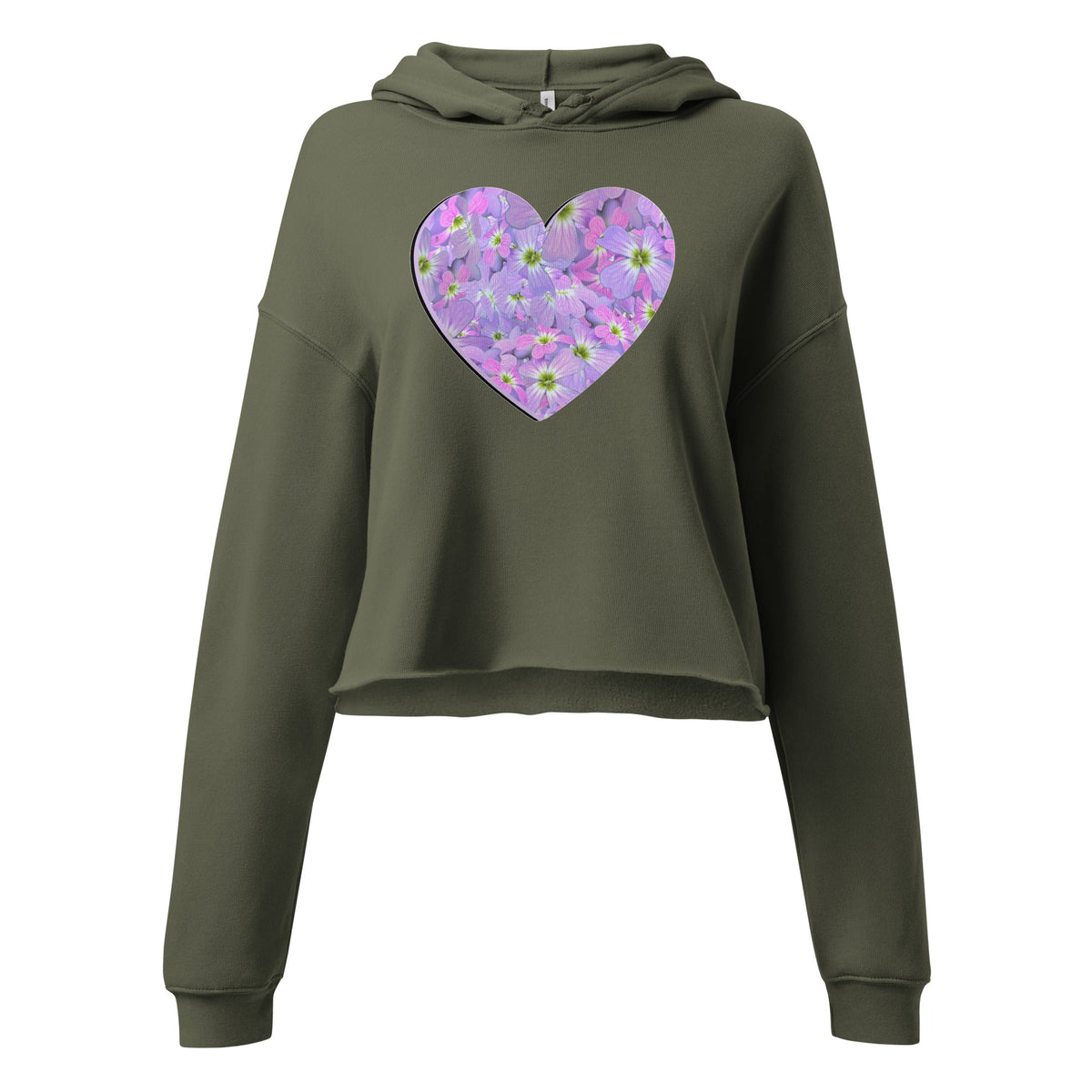 ZPGCAP-Aster Heart Crop Hoodie - Military Green Front