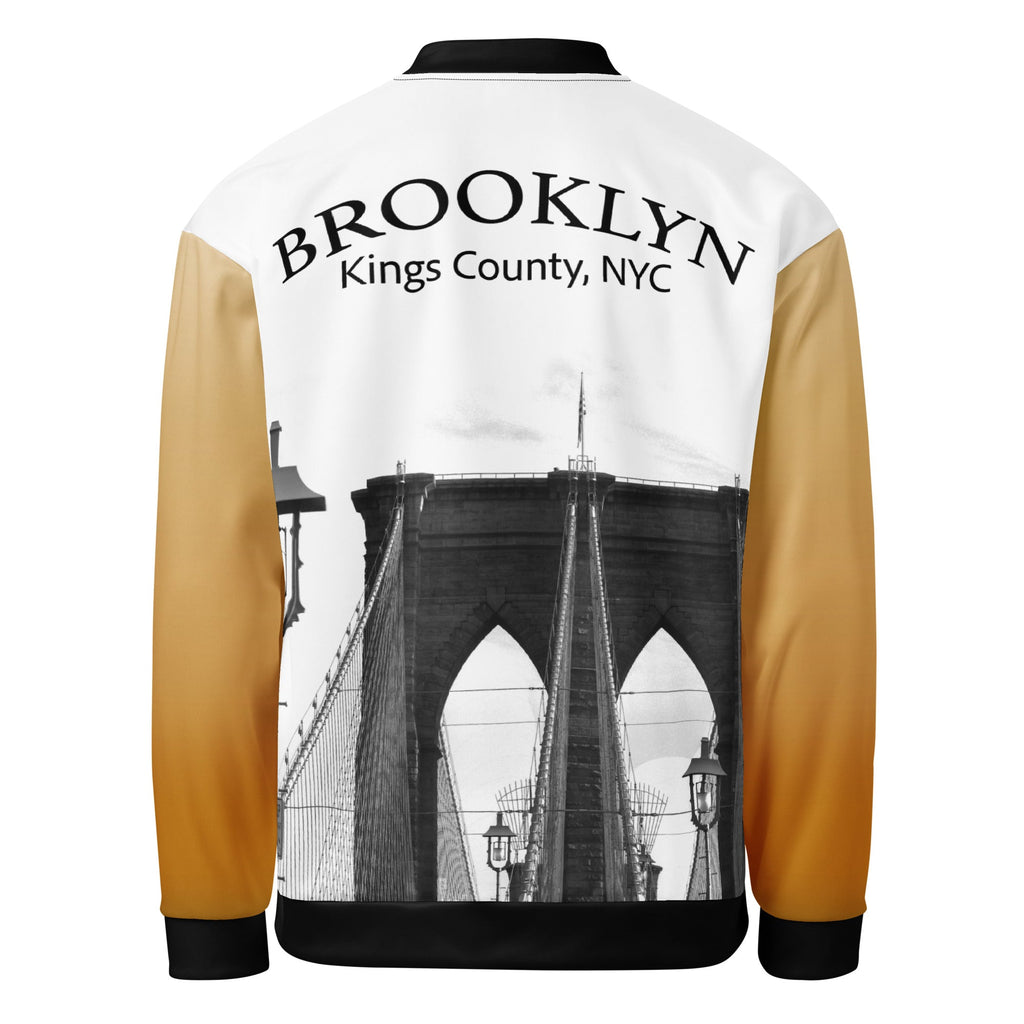 ZPGCAP-BK Brooklyn Golden Arms Bomber Jacket - White Back