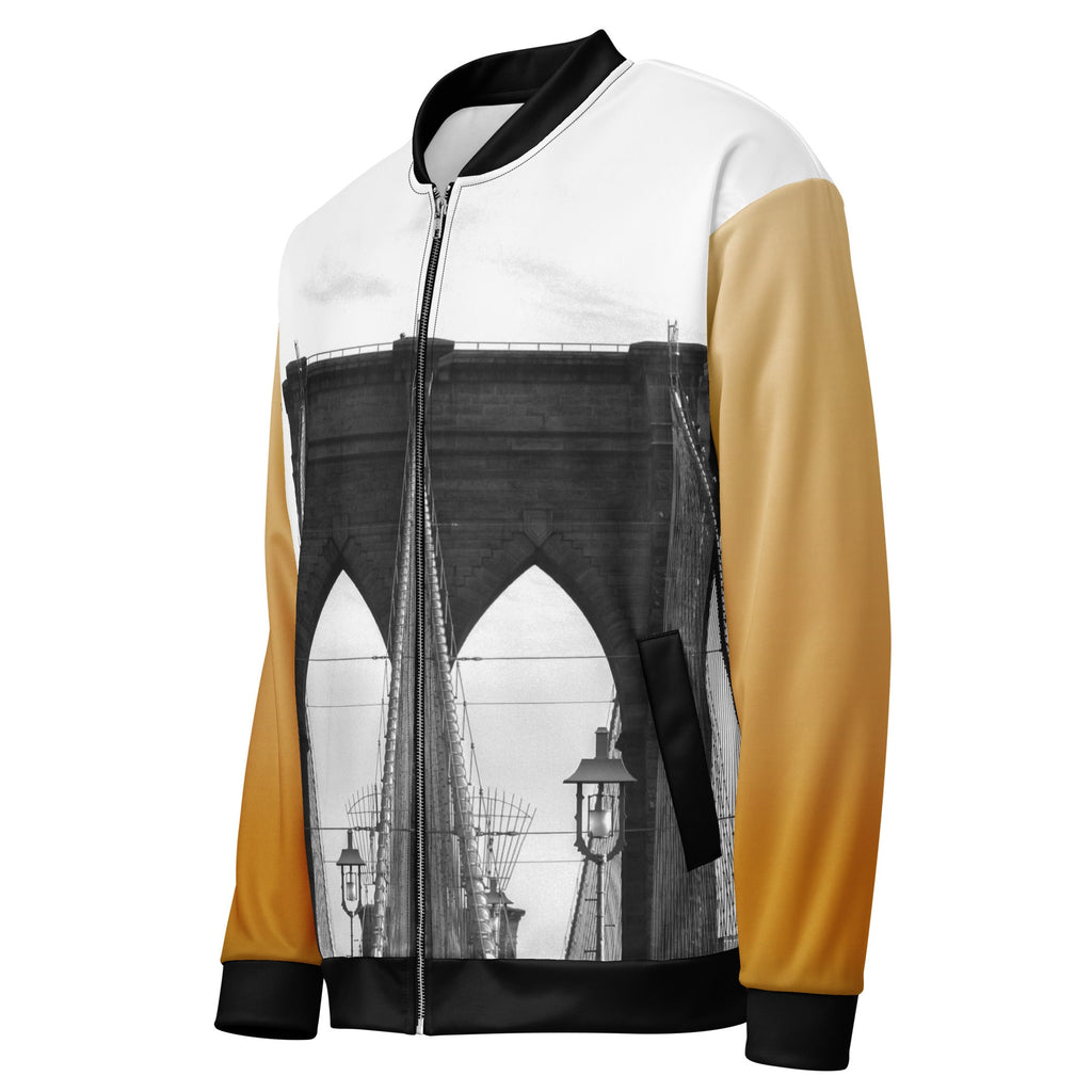 ZPGCAP-BK Brooklyn Golden Arms Bomber Jacket - White Left Front