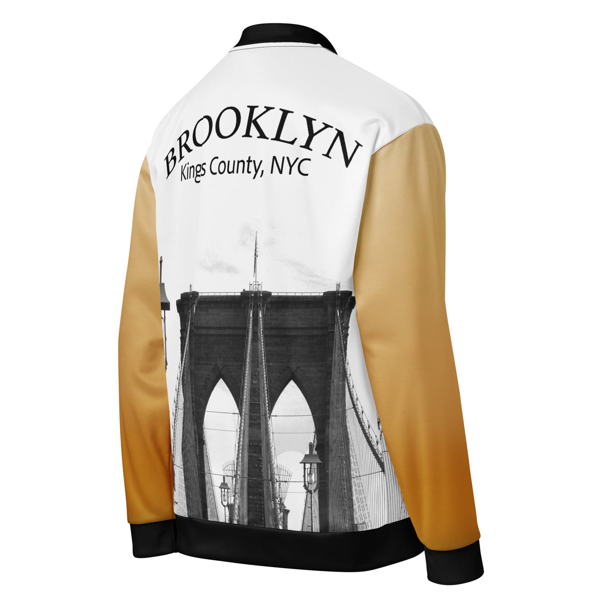 ZPGCAP-BK Brooklyn Golden Arms Bomber Jacket - White Right Back