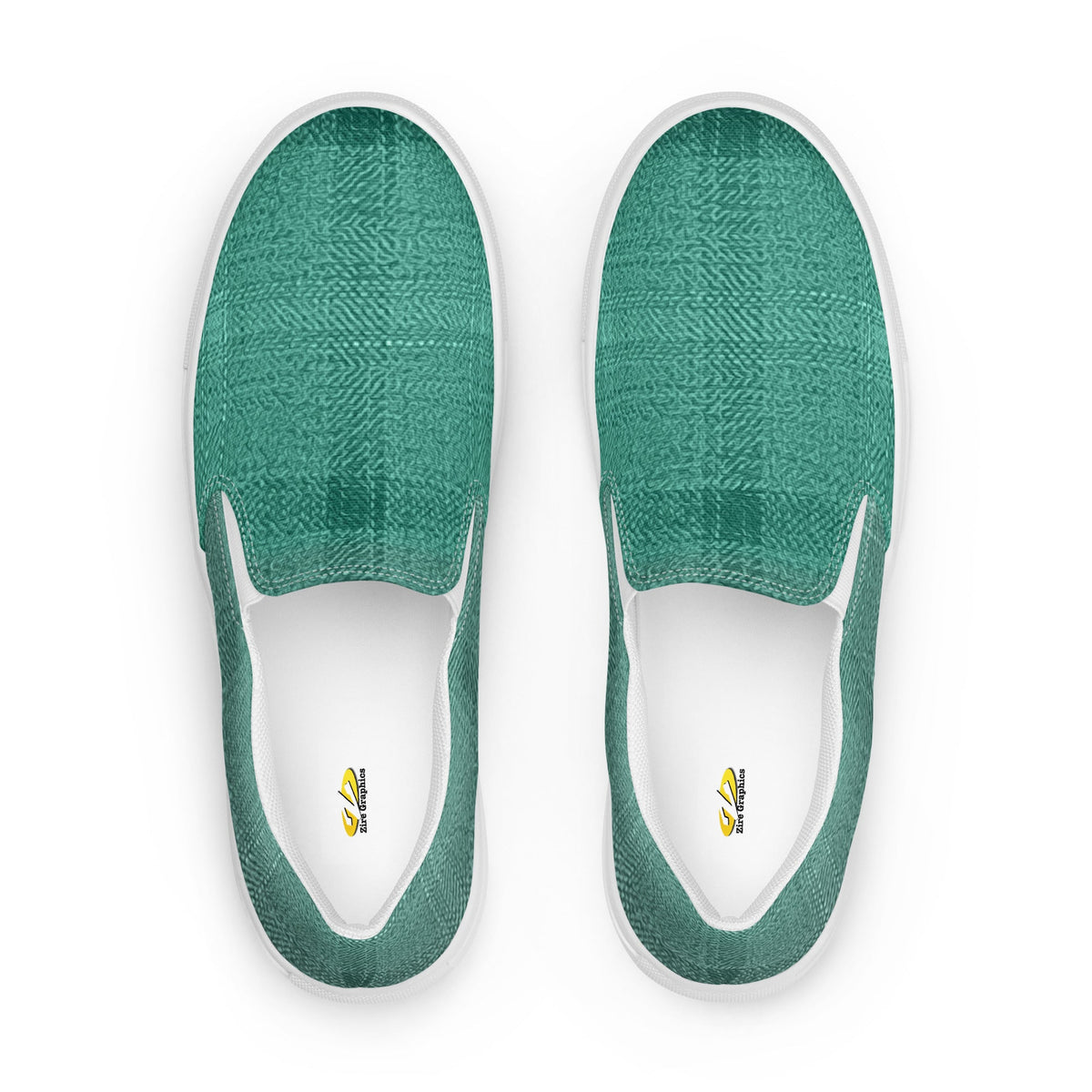 ZPGCAP-Emerald Green Men’s slip-on Canvas Shoes - White Front