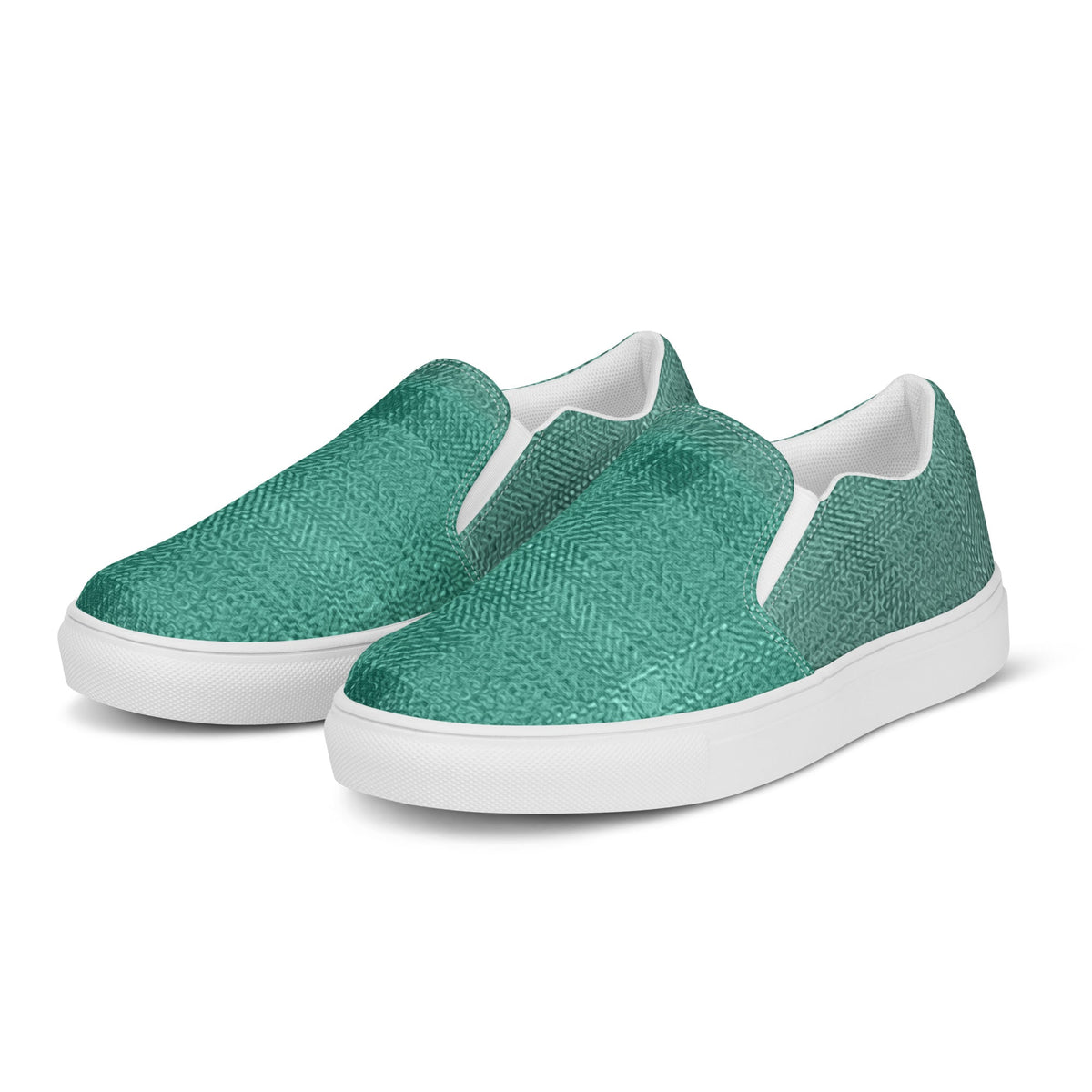 ZPGCAP-Emerald Green Men’s slip-on Canvas Shoes - White Left Front