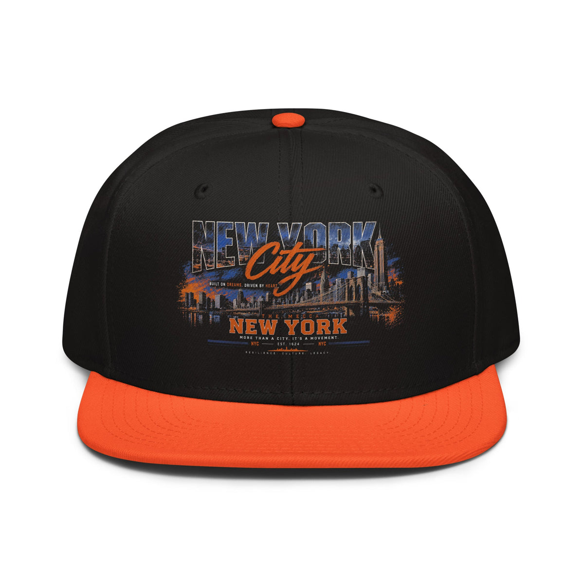 ZPGCAP-Empire Skyline Snapback Hat — Night - Orange Black Front
