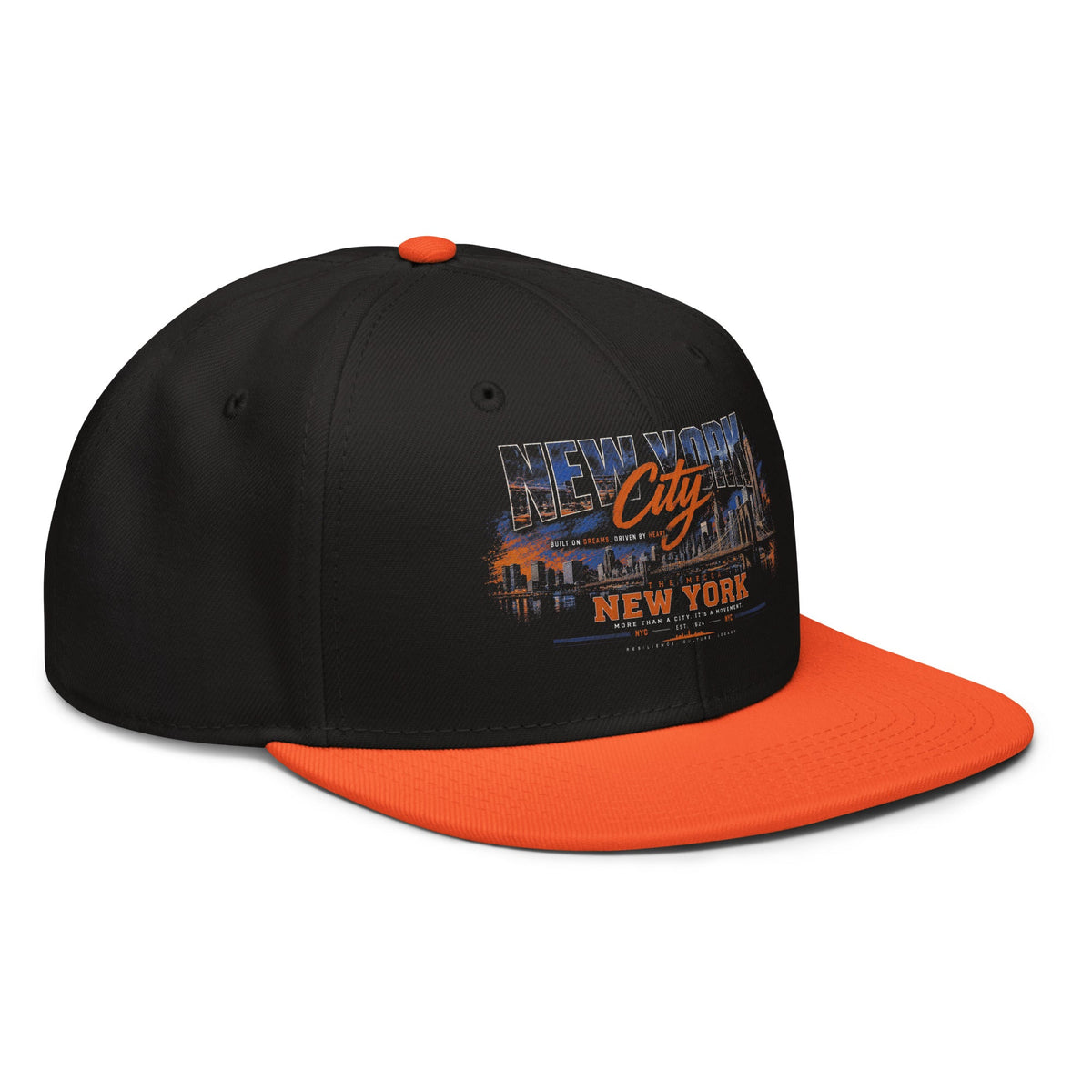 ZPGCAP-Empire Skyline Snapback Hat — Night - Orange Black Right Front