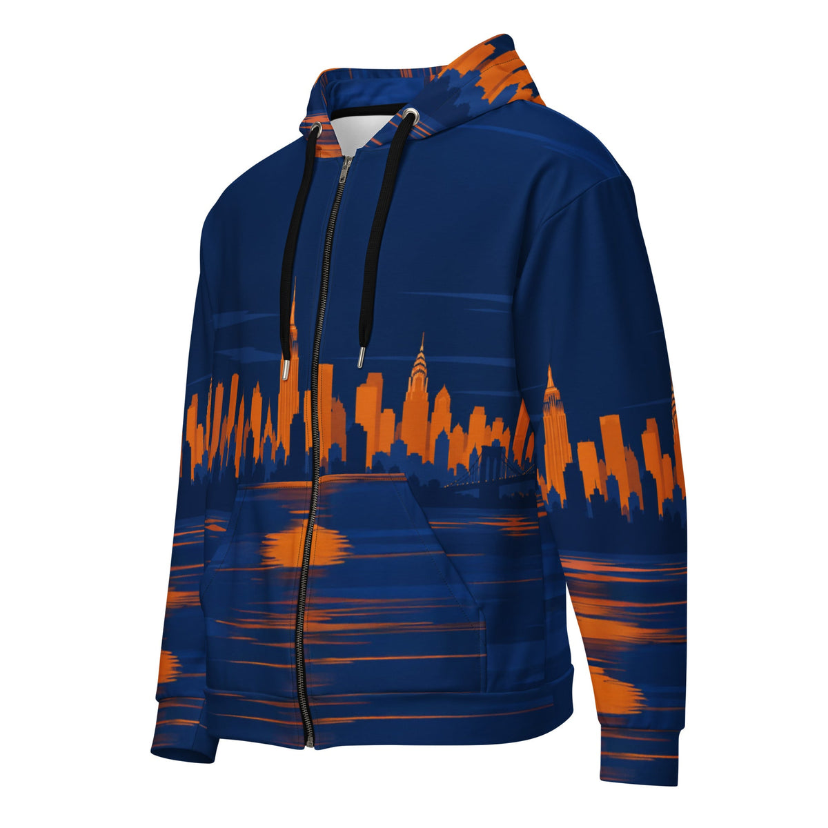 ZPGCAP-Empire Skyline Zip Hoodie — Night - White Left Front