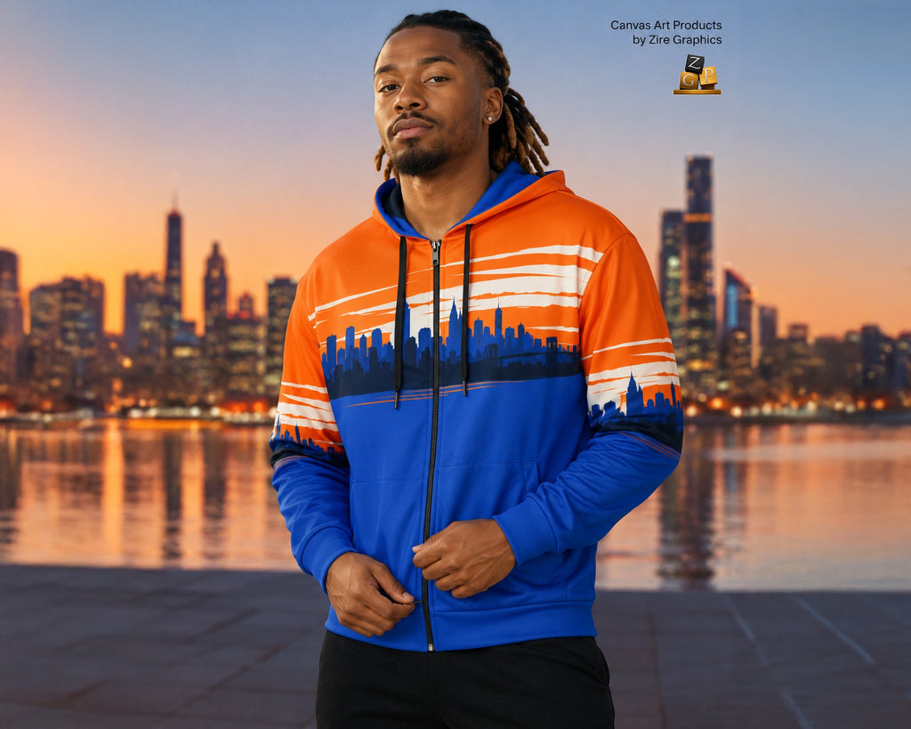 ZPGCAP-Empire Skyline Zip Hoodie — White - 1