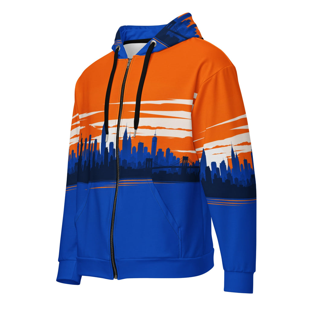 ZPGCAP-Empire Skyline Zip Hoodie — White - White Left Front