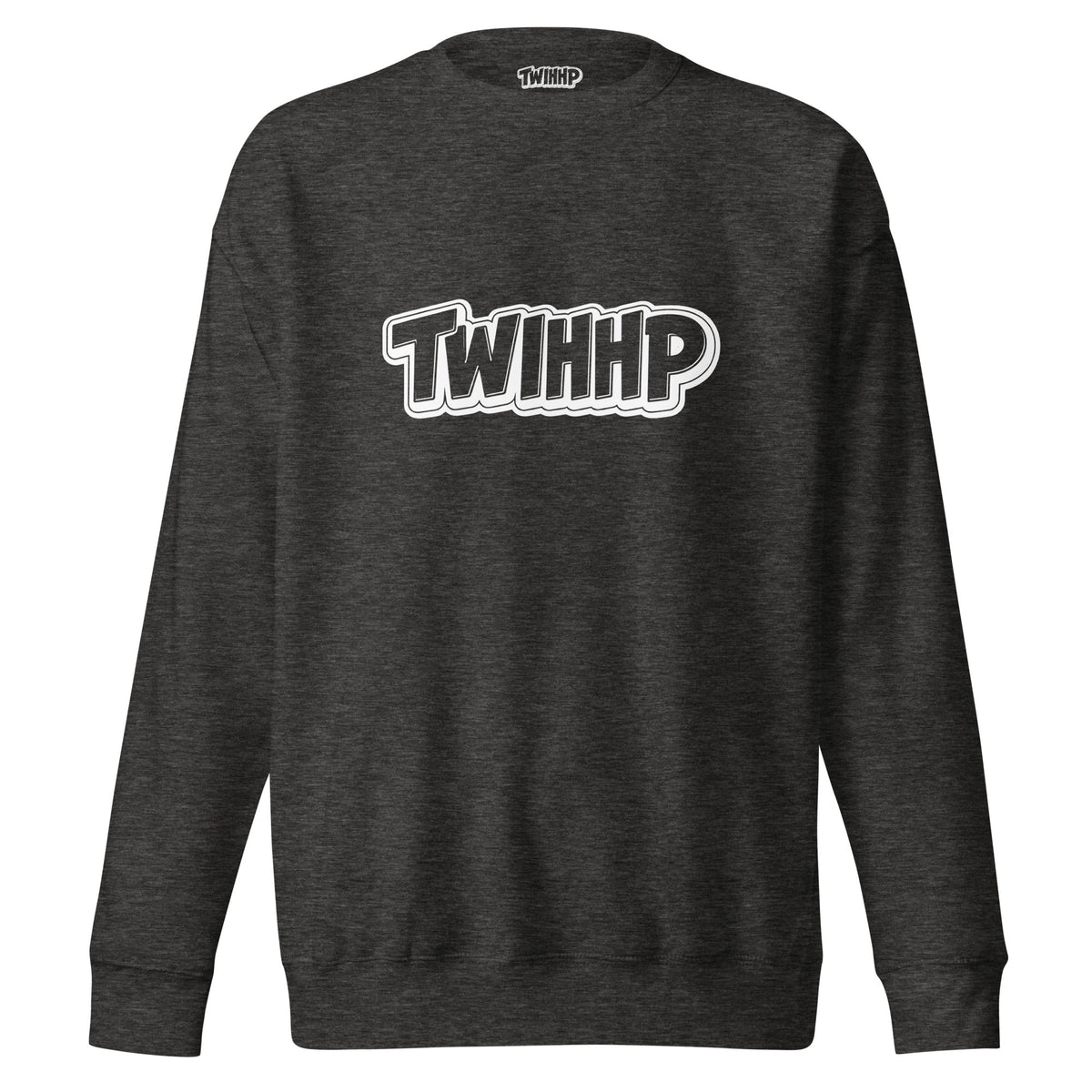 ZPGCAP-TWIHHP IAHH Core Identity Sweatshirt — Black/White Text - Charcoal Heather Front