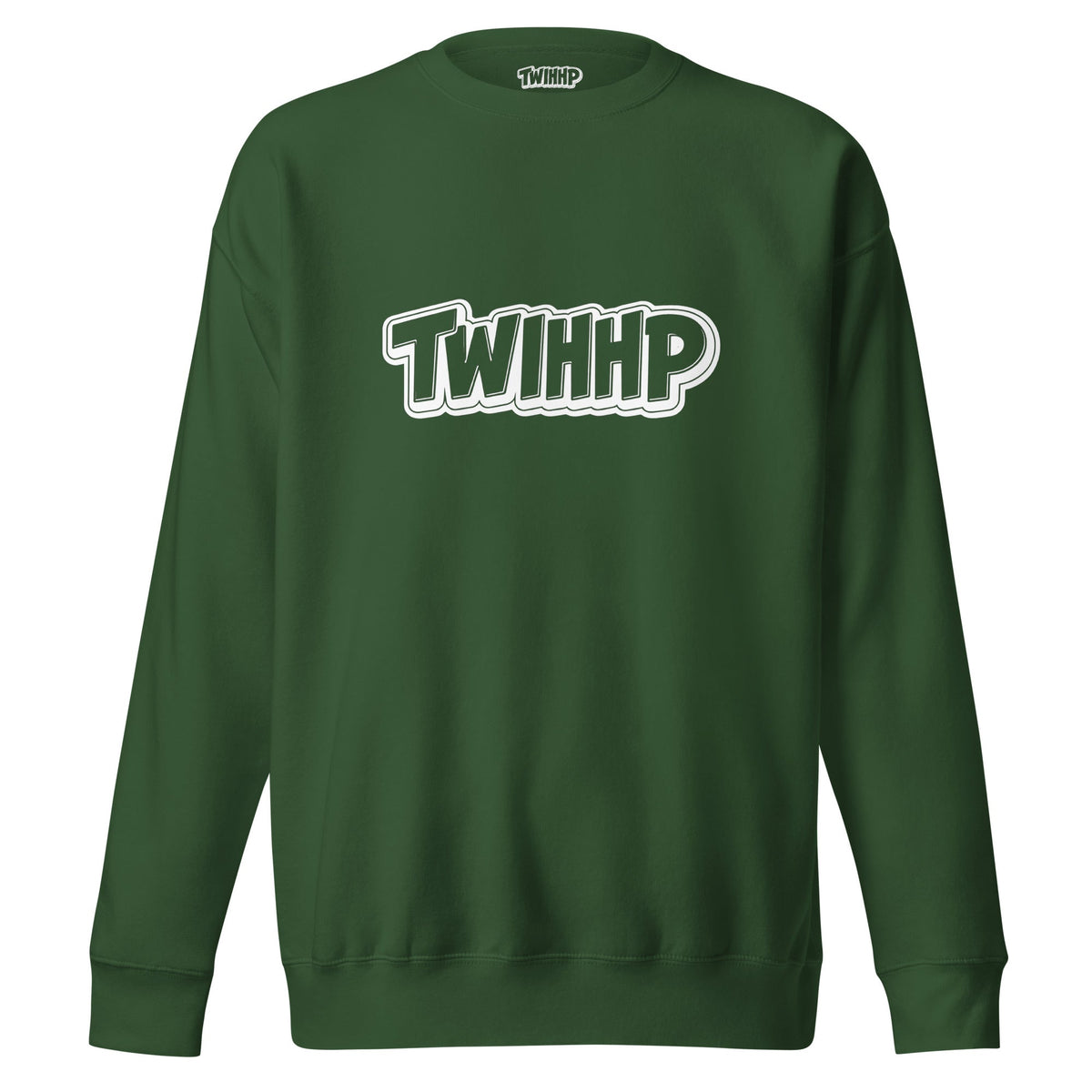 ZPGCAP-TWIHHP IAHH Core Identity Sweatshirt — Black/White Text - Forest Green Front